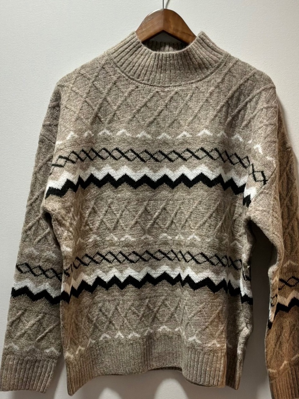 NWT Davi & Dani Fair Isle Geometric Knit Crewneck Sweater - Cozy Cabincore Large